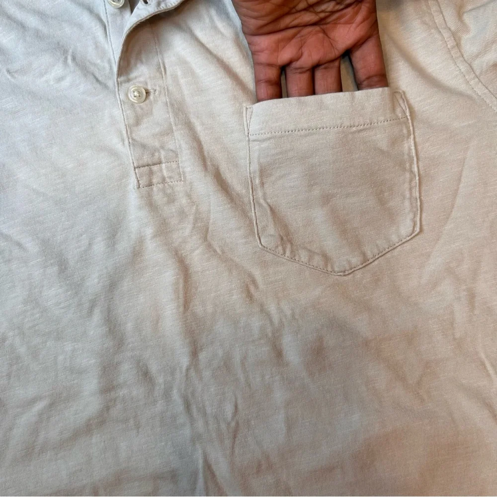J.Crew Men’s Cream Polo Shirt Classic Garment-Dyed Slub Cotton 100% Size L